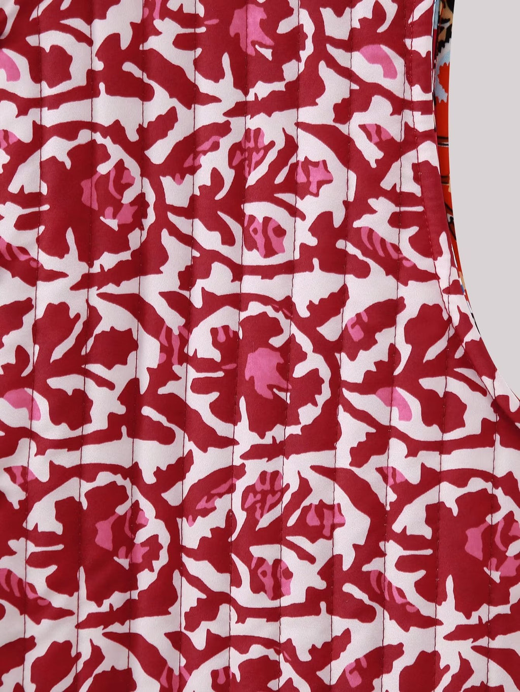 Reversible Block Print Quilted Vest - Red - 9
