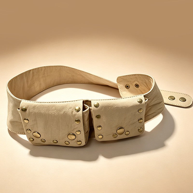 Boho Studded Double Pocket Belt Bag