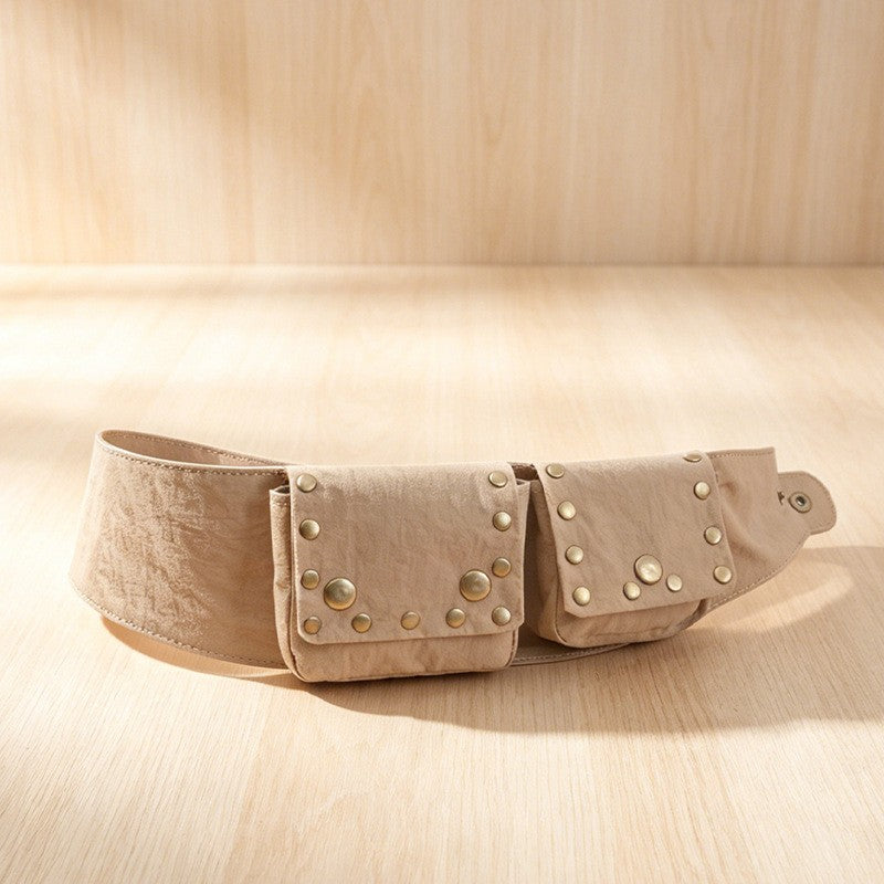 Boho Studded Double Pocket Belt Bag