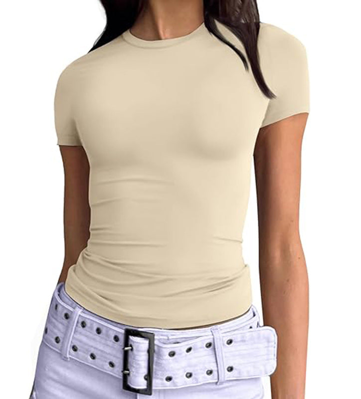 Second Skin Slim Short Sleeve Top - Apricot