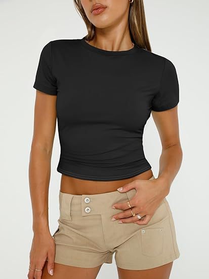 Second Skin Slim Short Sleeve Top - Black