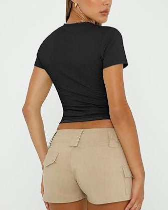 Second Skin Slim Short Sleeve Top - Black - 2