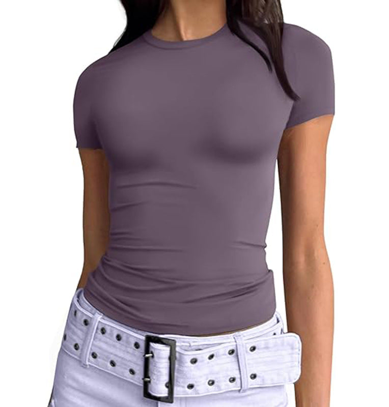 Second Skin Slim Short Sleeve Top - DkPurple