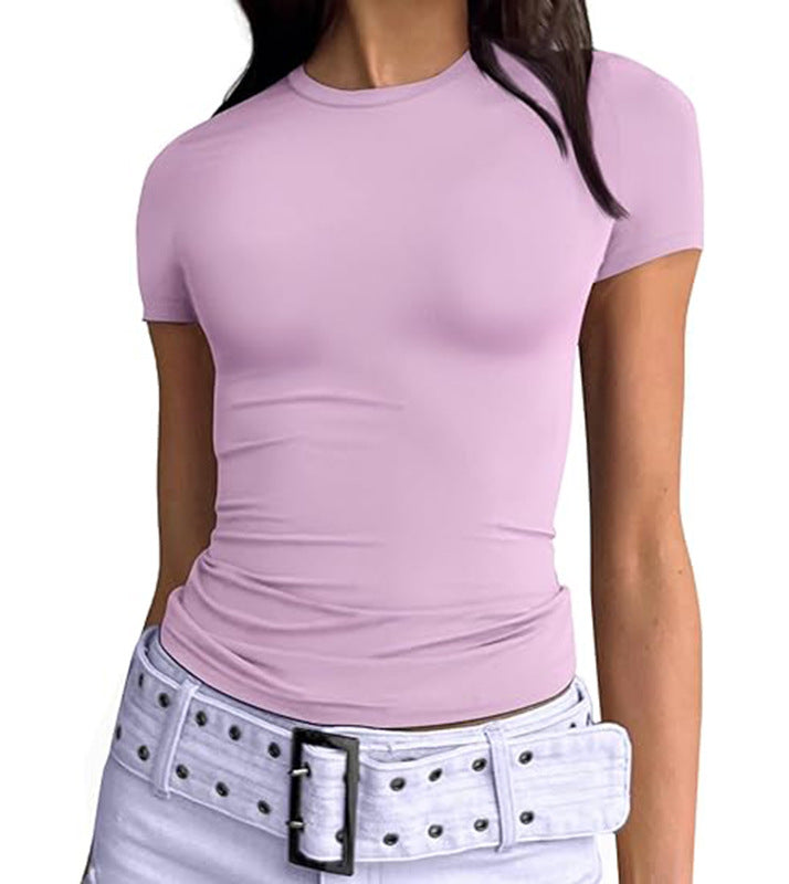 Second Skin Slim Short Sleeve Top - Lotus