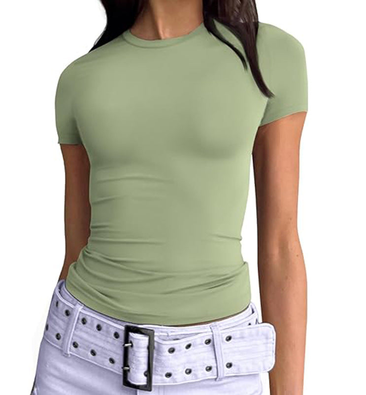 Second Skin Slim Short Sleeve Top - Matcha