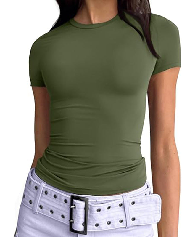 Second Skin Slim Short Sleeve Top - Olive