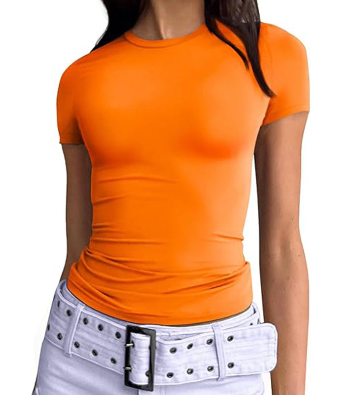 Second Skin Slim Short Sleeve Top - Orange