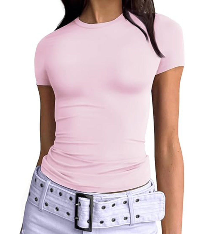 Second Skin Slim Short Sleeve Top - Pink
