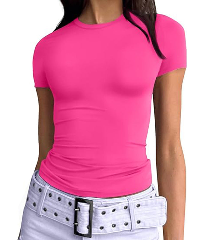 Second Skin Slim Short Sleeve Top - Rose