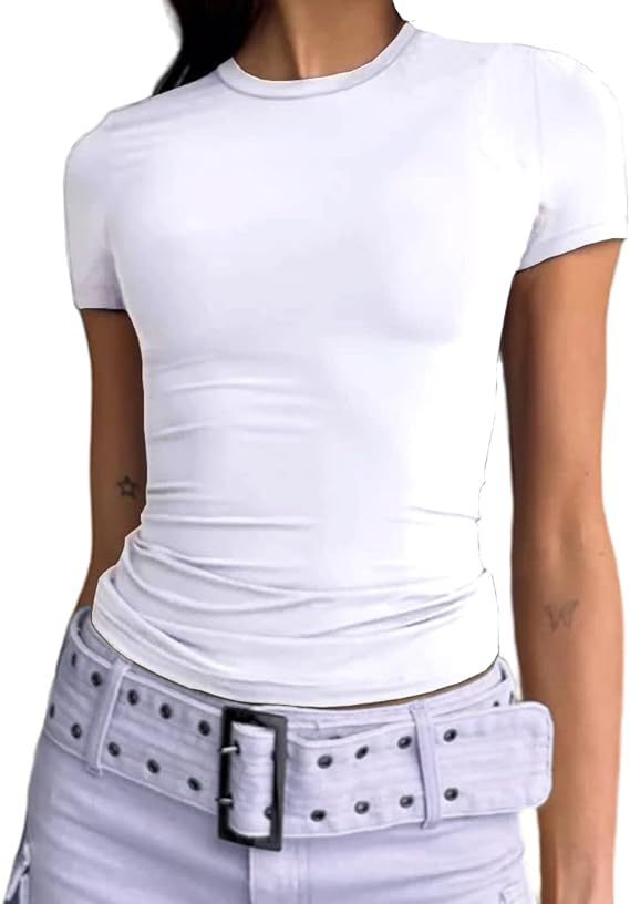 Second Skin Slim Short Sleeve Top - White