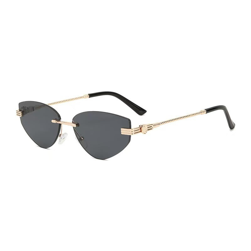 Slim Triangle Frameless Cat Eye Sunglasses - C1
