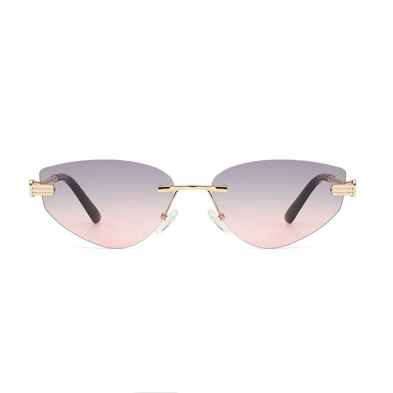 Slim Triangle Frameless Cat Eye Sunglasses - C2