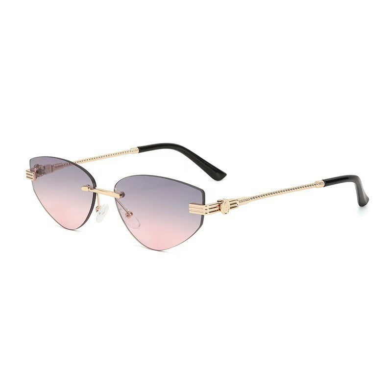 Slim Triangle Frameless Cat Eye Sunglasses