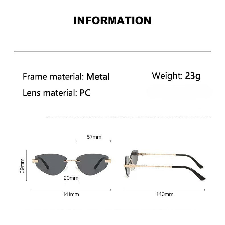 Slim Triangle Frameless Cat Eye Sunglasses - view 1