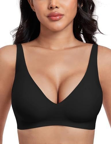Seamless Smooth Wireless Deep V Molded Cup Bra - Black Premium