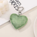 Raw Edge Denim Puffy Heart Keychain - Green