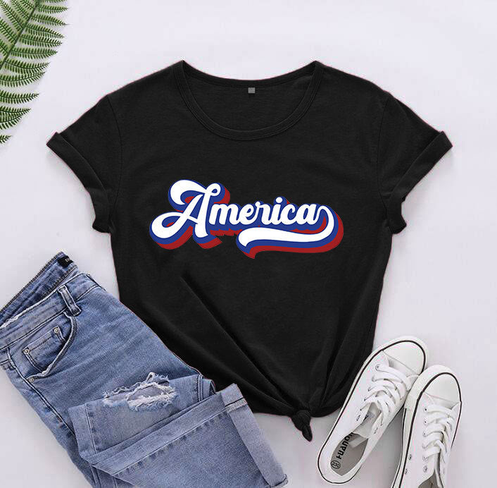Retro America Script Graphic Tee - Black