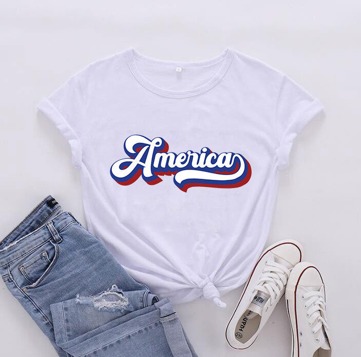 Retro America Script Graphic Tee - White