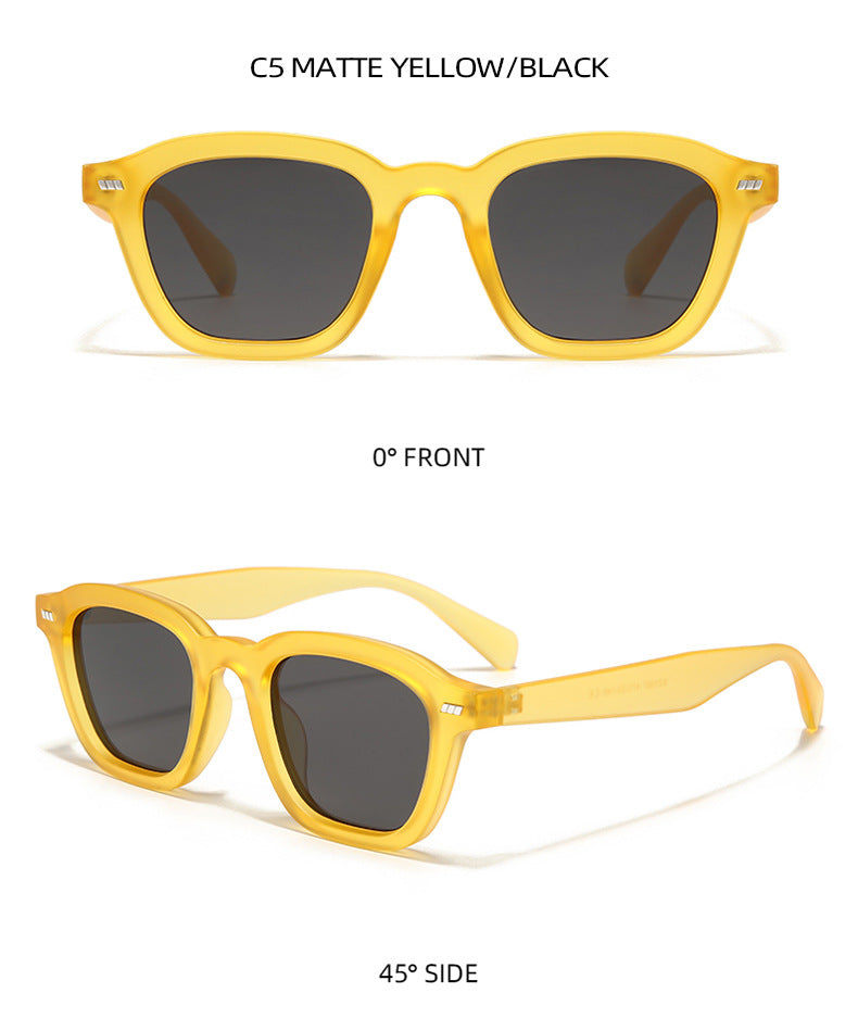 Oversized Matte Acetate Bold Square Frame Sunglasses - Yellow - 2