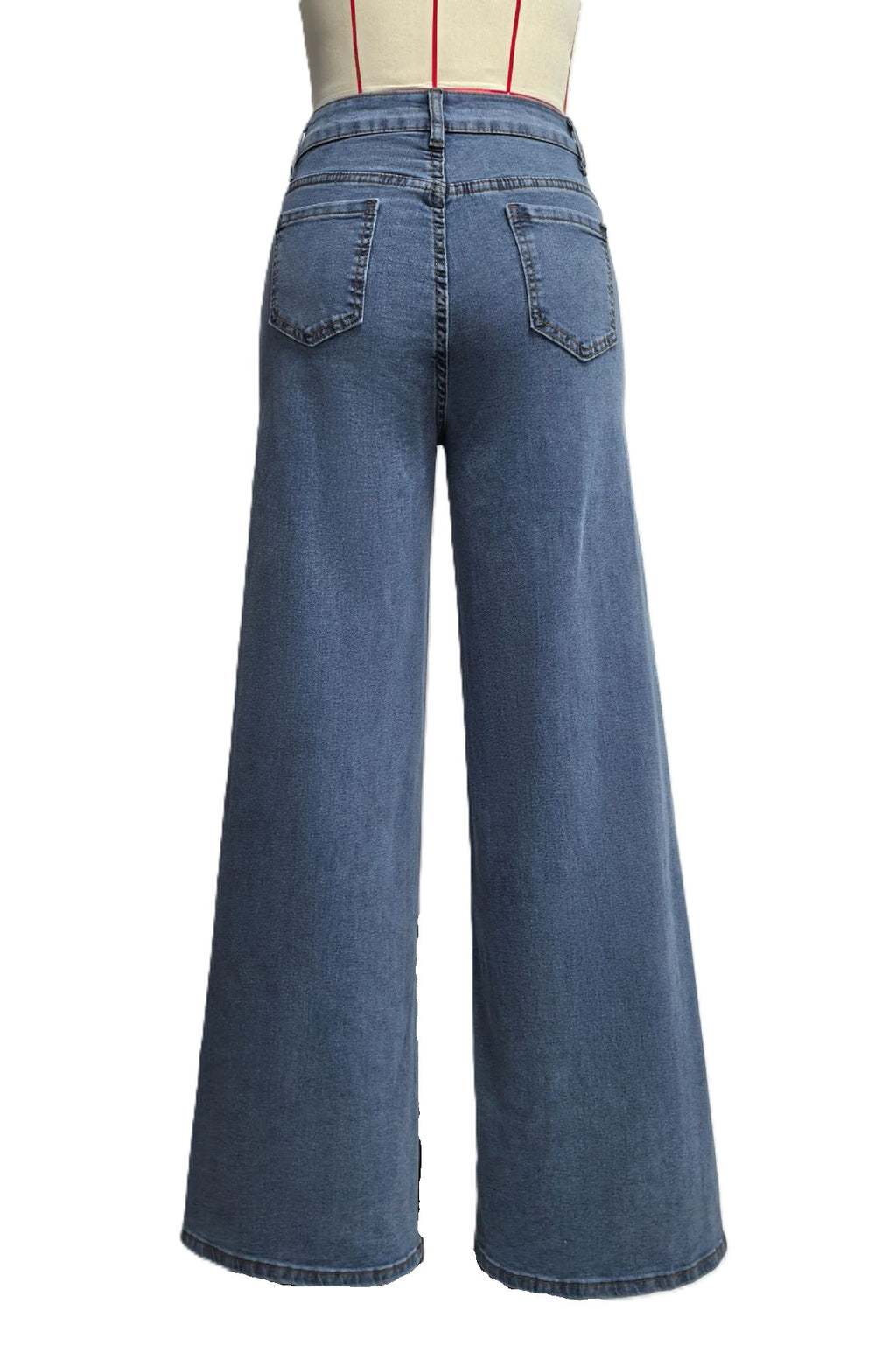 Heart Patch Wide Leg Denim Jeans - Blue - 2