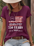 We The People Distressed Flag Graphic Tee - Purple
