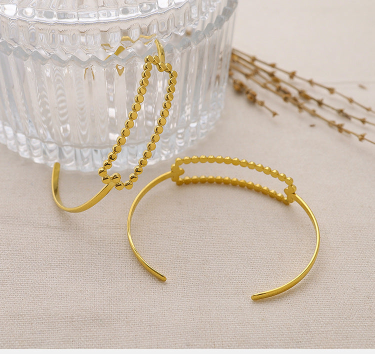 Double Band Beaded Bar Cuff Bracelet - view 1