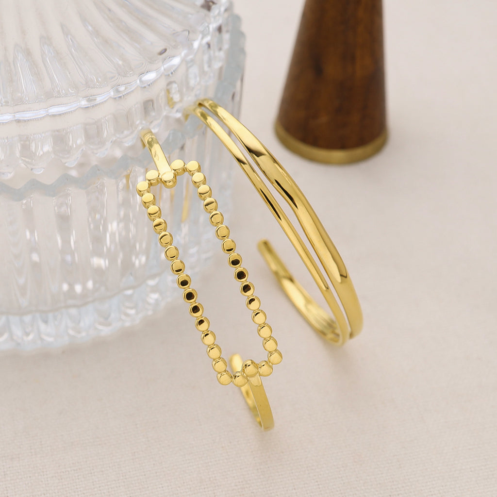 Double Band Beaded Bar Cuff Bracelet - view 2
