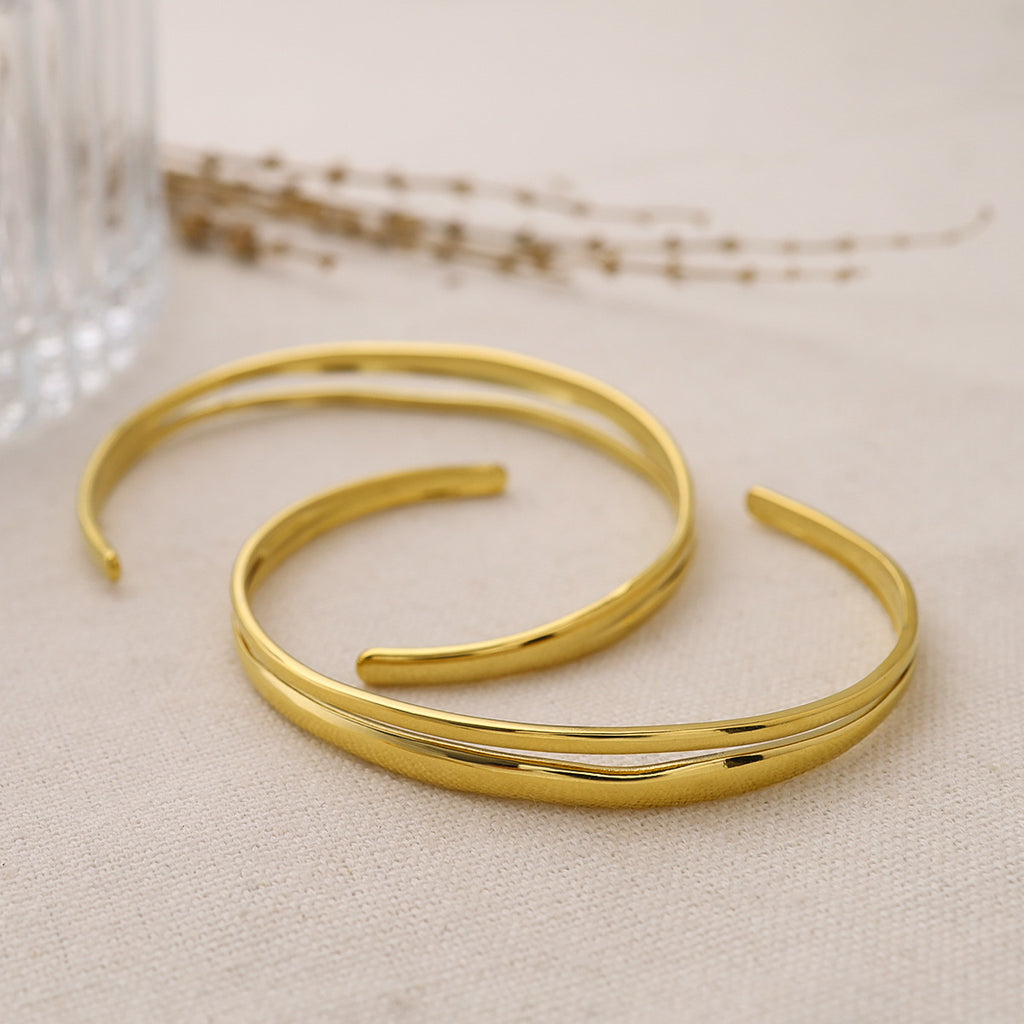 Double Band Beaded Bar Cuff Bracelet - view 3