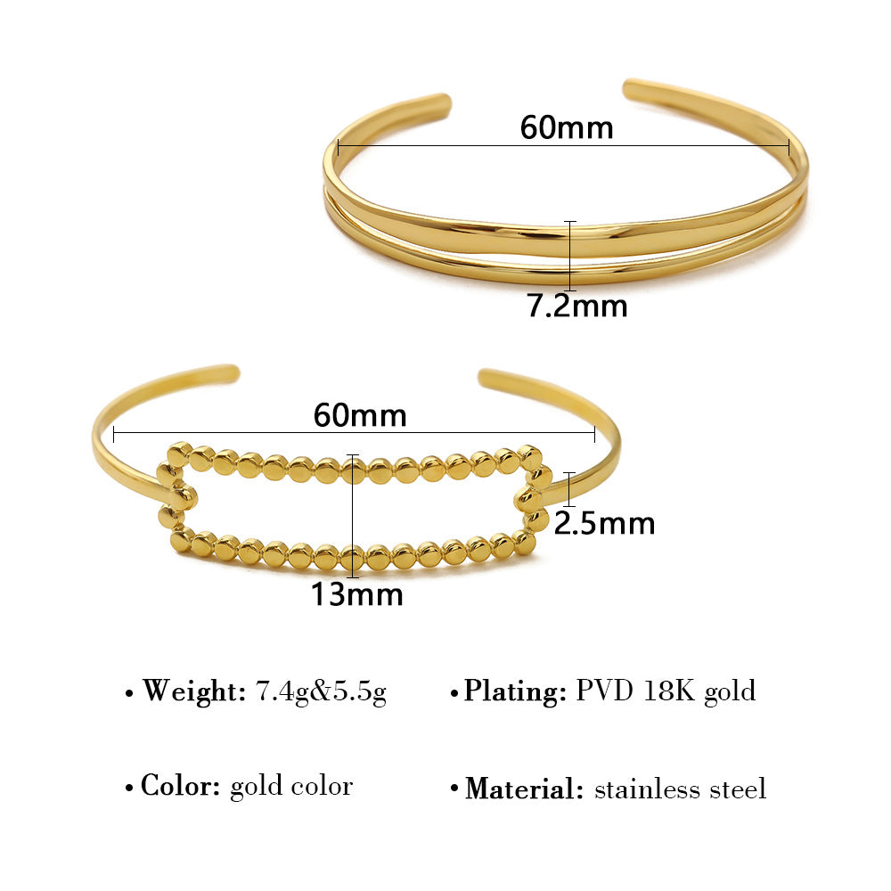 Double Band Beaded Bar Cuff Bracelet - view 4