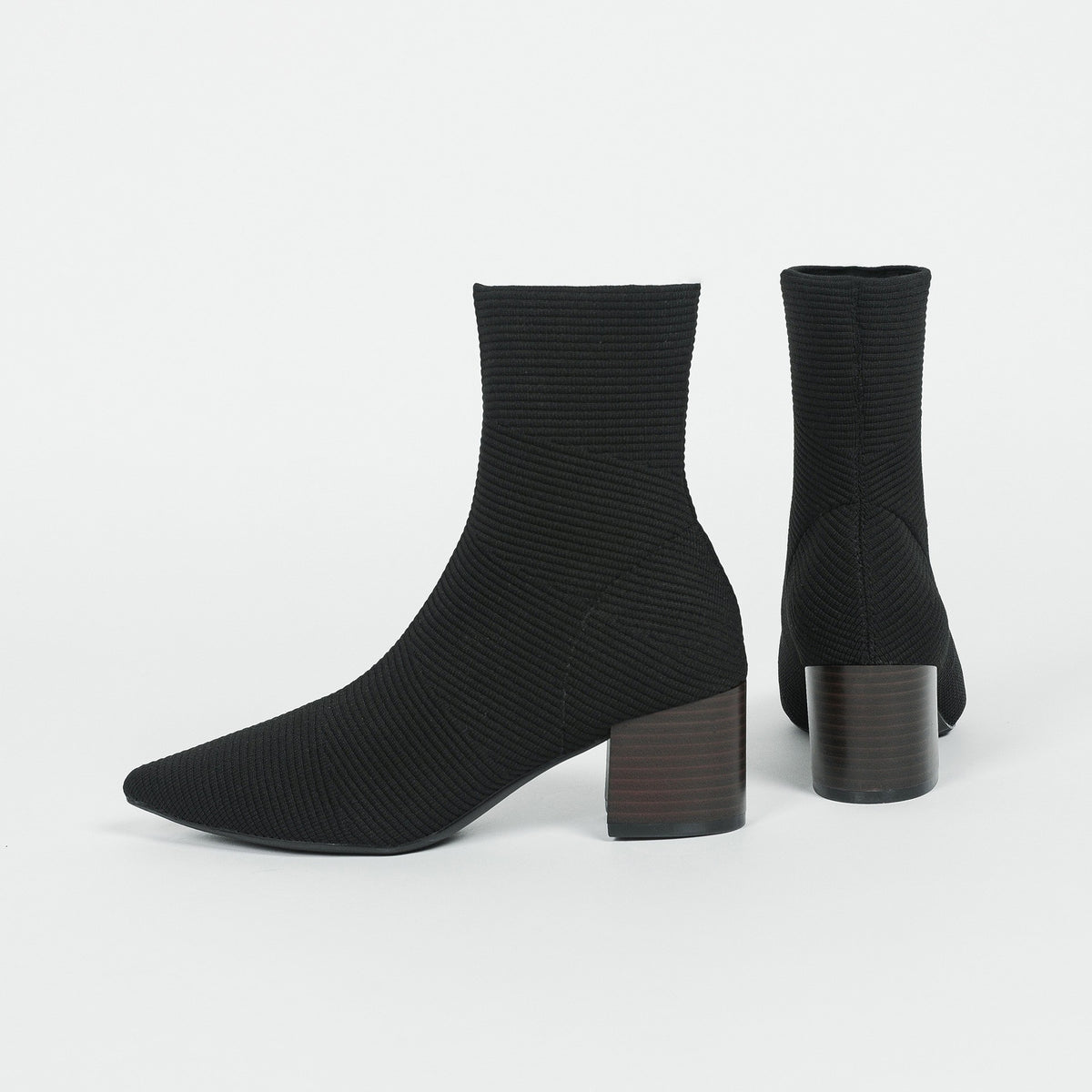 Pointed Toe Knit Sock Ankle Boots