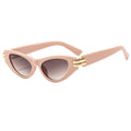 Slim Cat Eye Sunglasses With Gold Bar - Pink