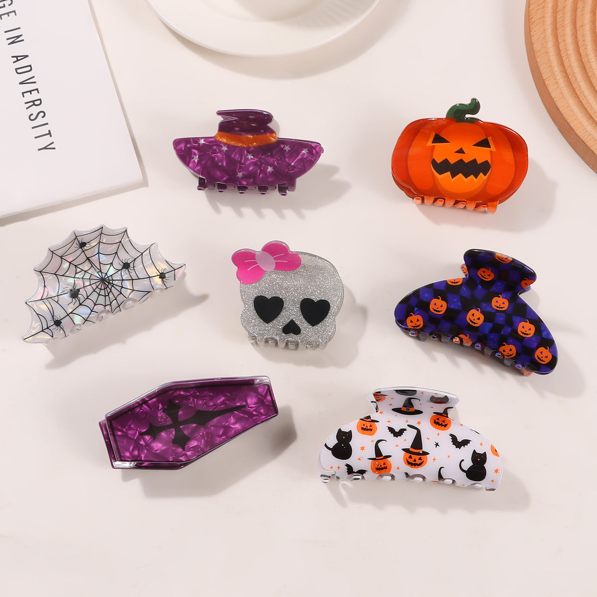 Witchy Halloween Icons Claw Hair Clip