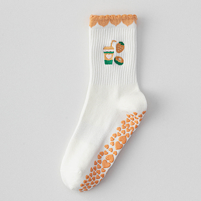 Embroidered Bear Grip Crew Socks - Orange
