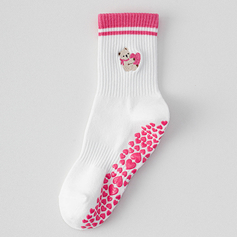 Embroidered Bear Grip Crew Socks - RoseBear