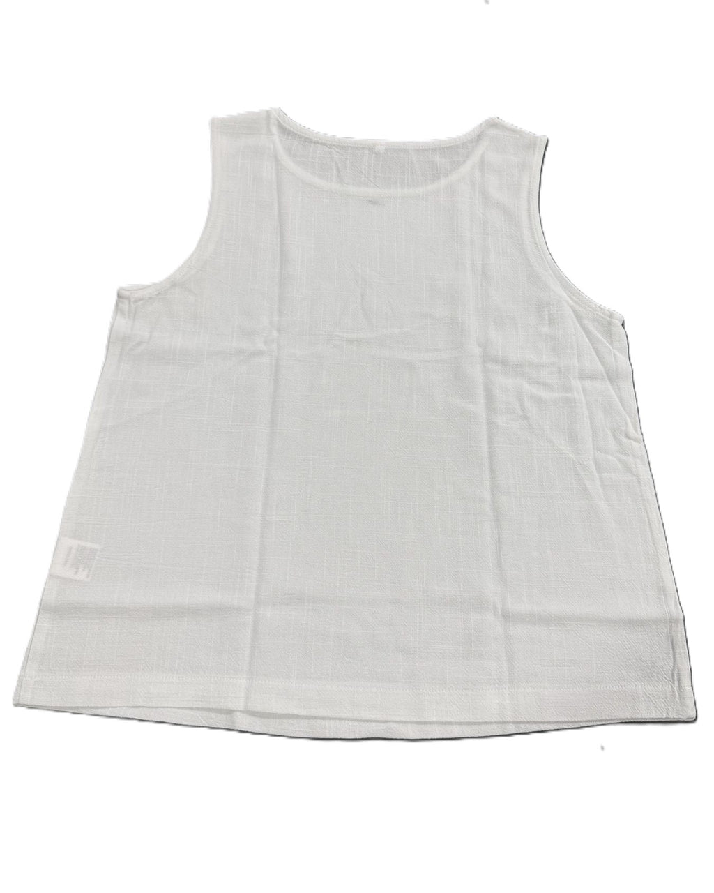 Linen Blend Relaxed Sleeveless Tank Top - White - 2