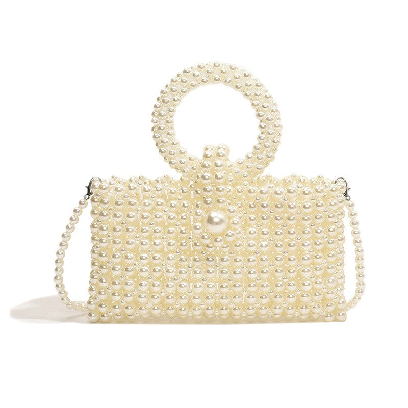 Pearl Beaded Ring Handle Mini Bag