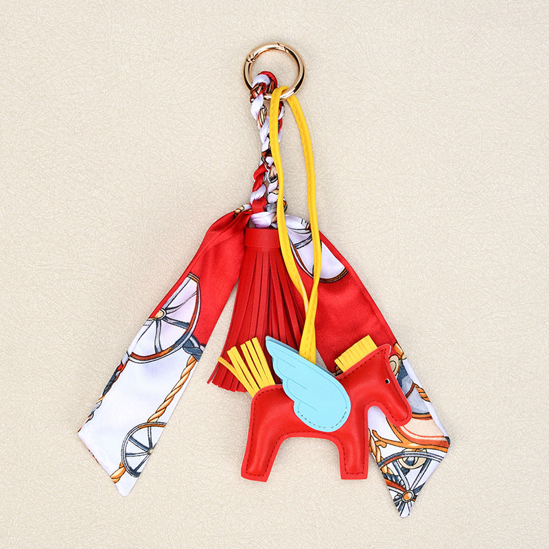 Pony Bag Charm Keychain With Silky Scarf - Color_10