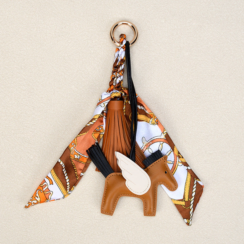 Pony Bag Charm Keychain With Silky Scarf - Color_11