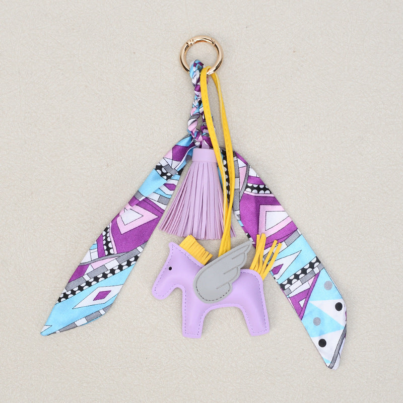 Pony Bag Charm Keychain With Silky Scarf - Color_12