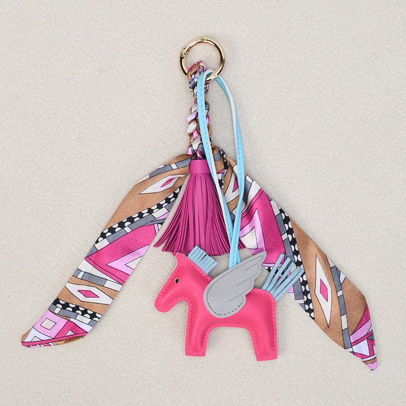 Pony Bag Charm Keychain With Silky Scarf - Color_13