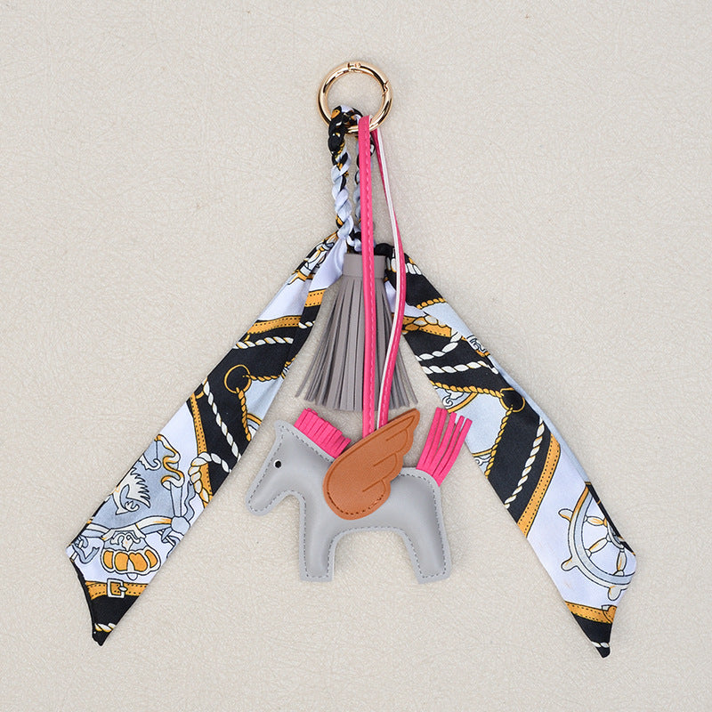 Pony Bag Charm Keychain With Silky Scarf - Color_14
