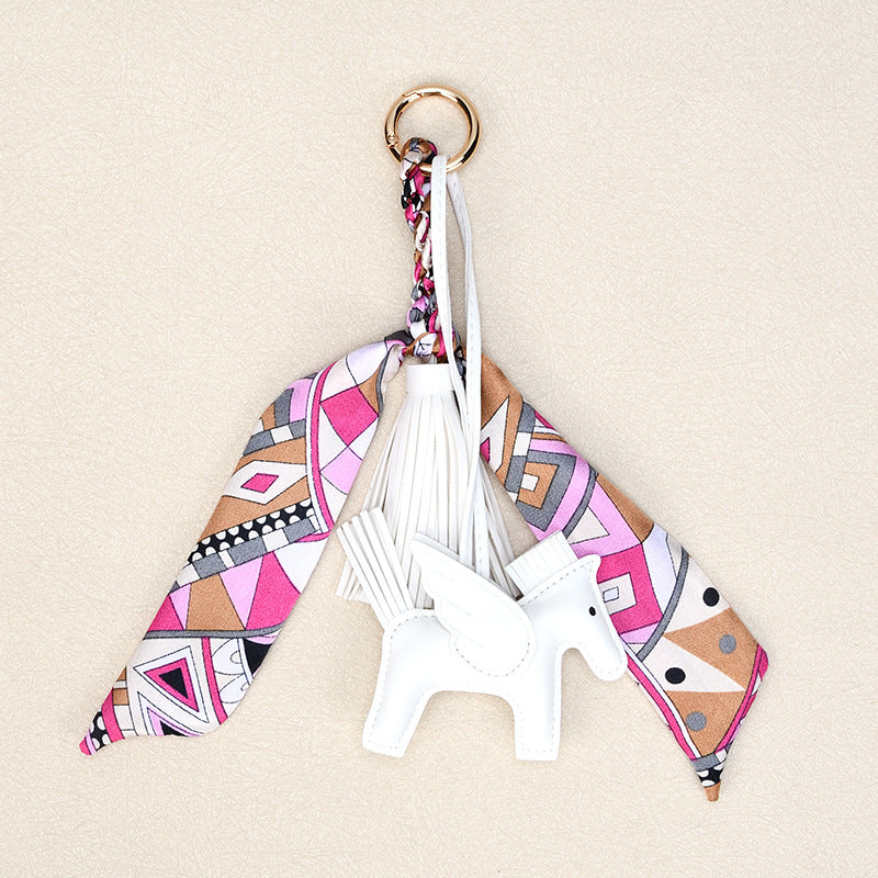 Pony Bag Charm Keychain With Silky Scarf - Color_4