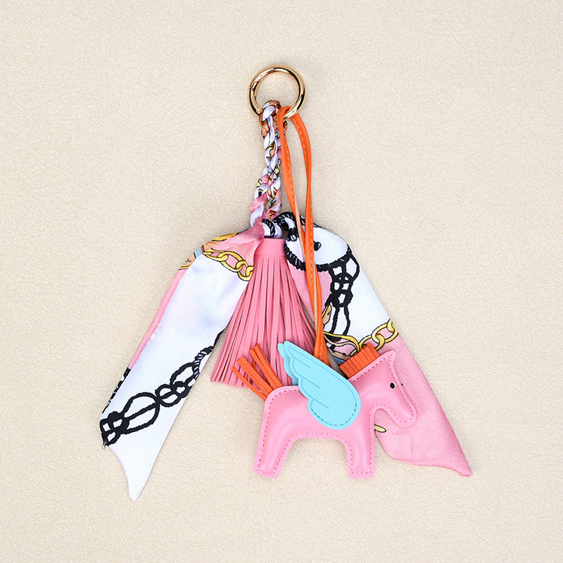 Pony Bag Charm Keychain With Silky Scarf - Color_6