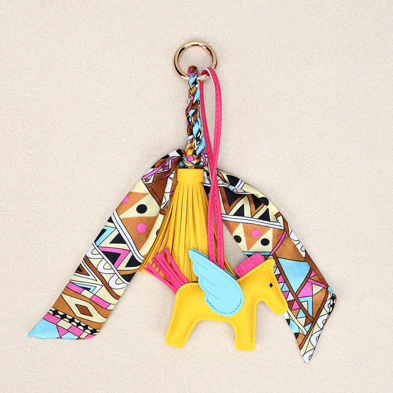 Pony Bag Charm Keychain With Silky Scarf - Color_7