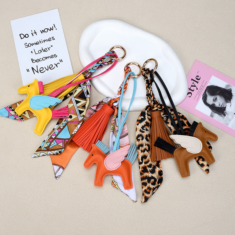 Pony Bag Charm Keychain With Silky Scarf - Color_8