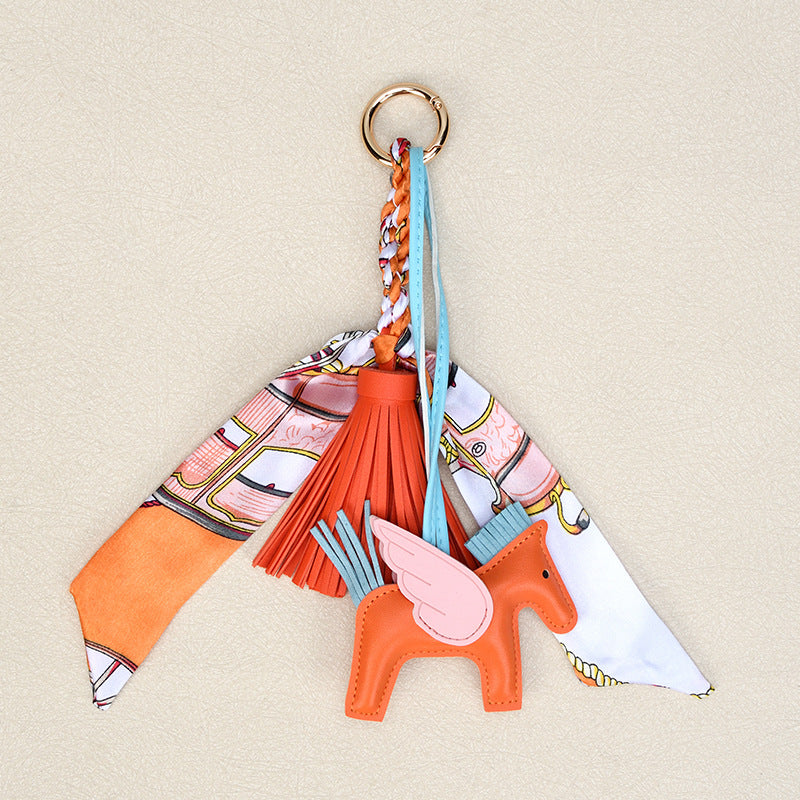 Pony Bag Charm Keychain With Silky Scarf - Color_8 - 1