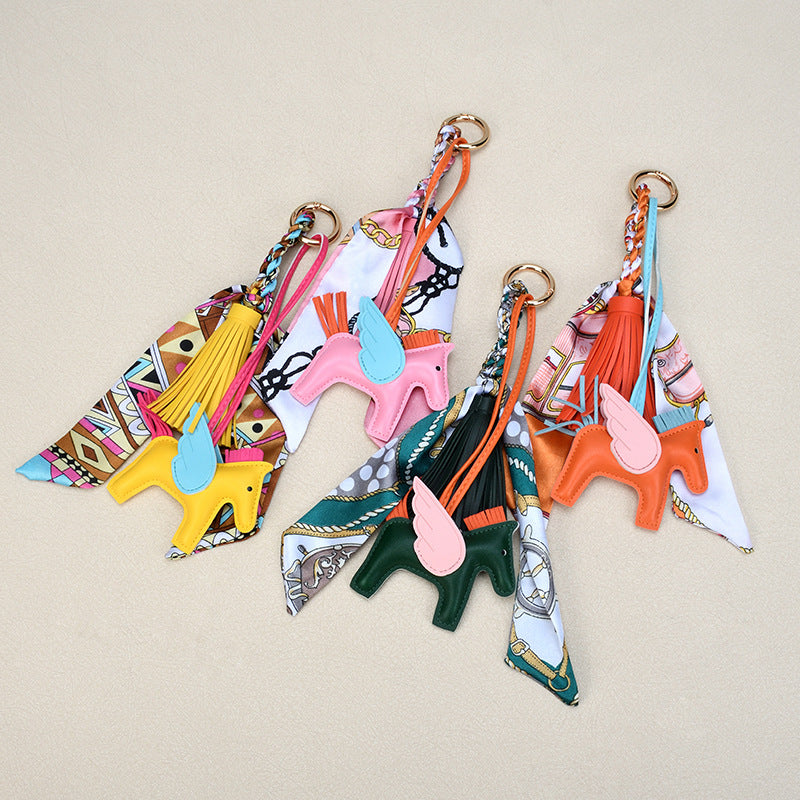 Pony Bag Charm Keychain With Silky Scarf - Color_8 - 2