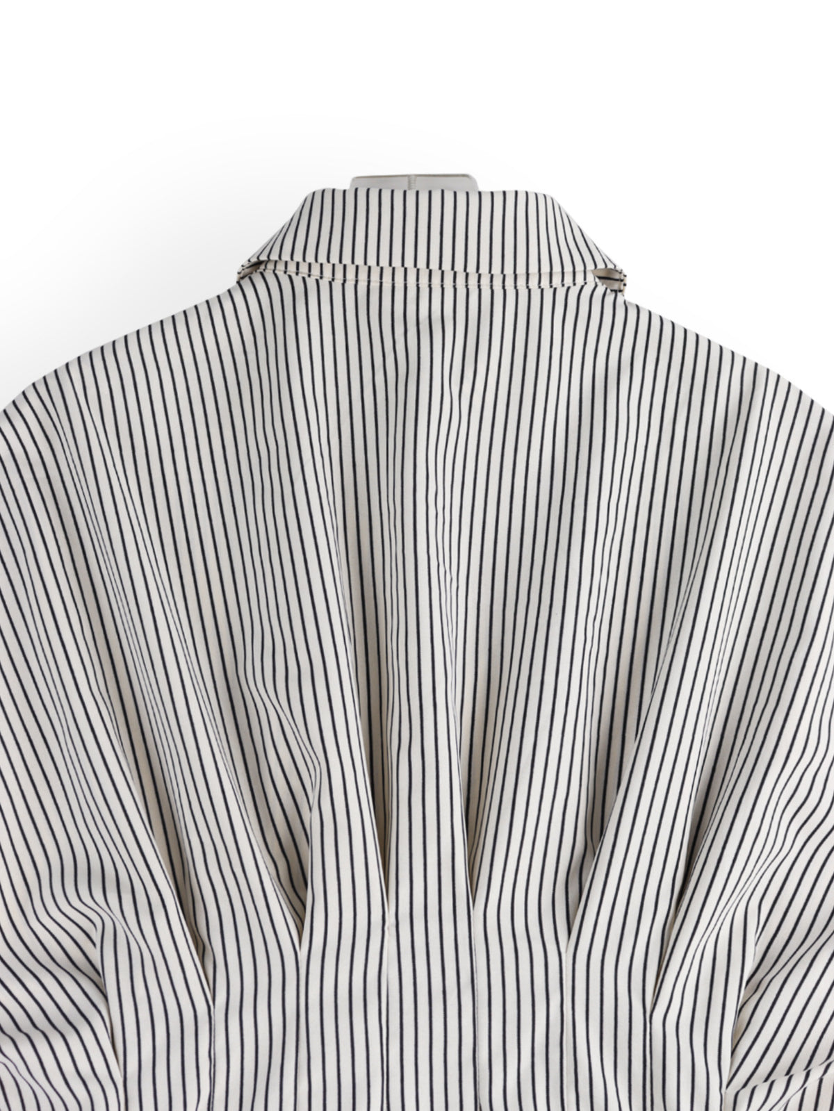 Pinstripe Peplum Blouse With Cinched Waist - Black - 5