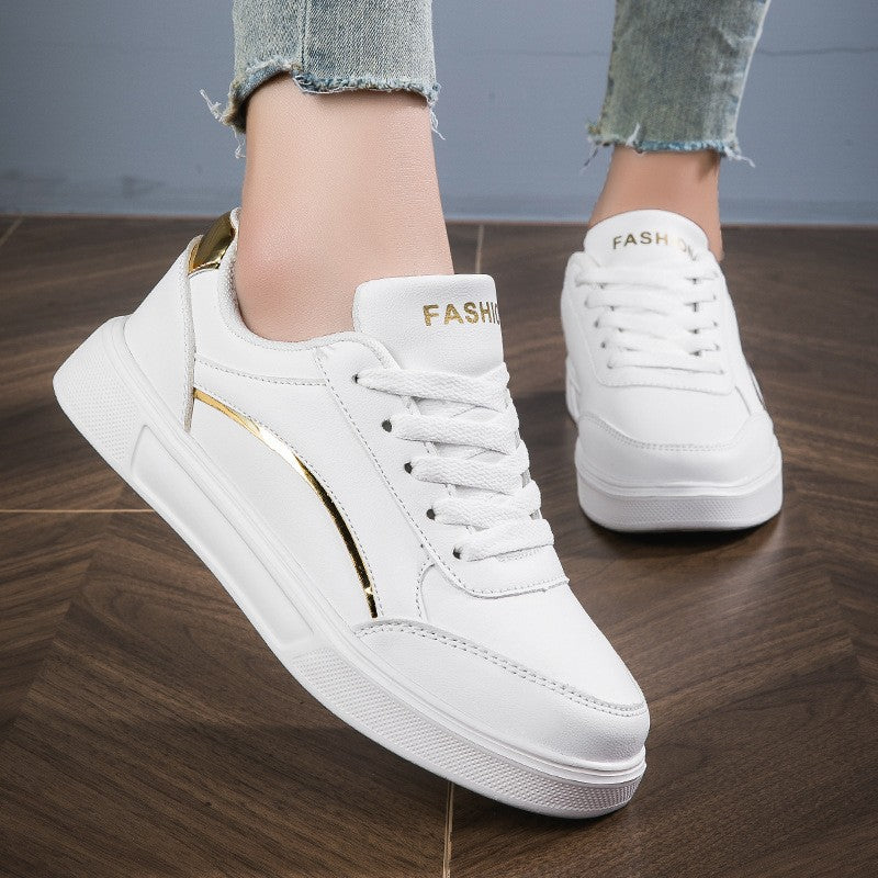 Metallic Trim Lace Up Court Sneakers