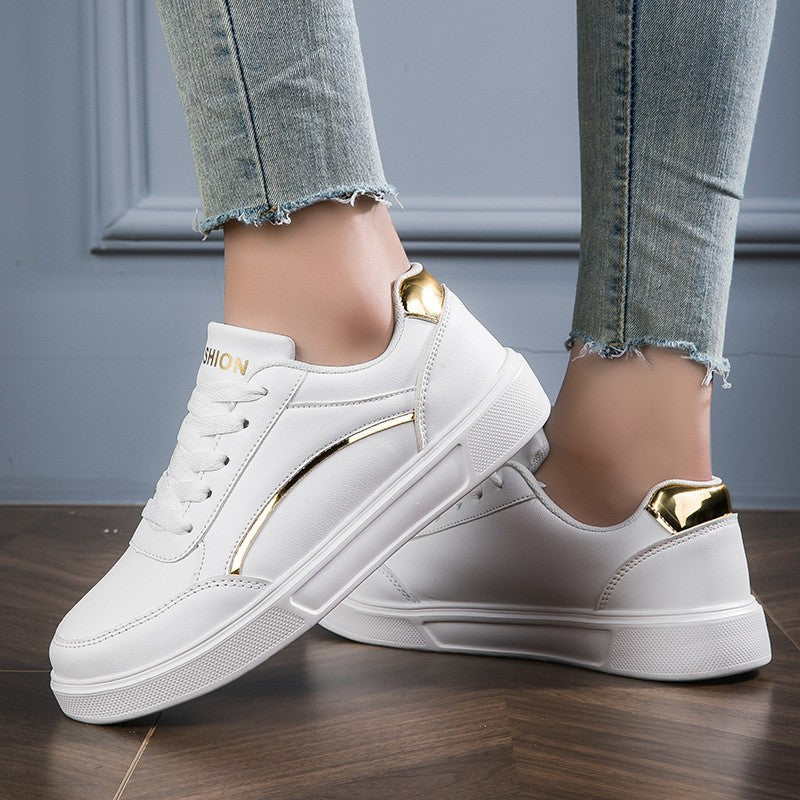 Metallic Trim Lace Up Court Sneakers